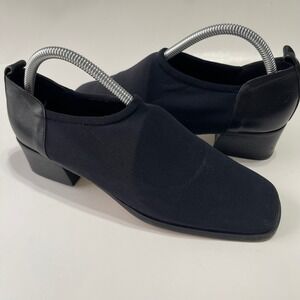 Donald J Pliner Pumps Women 8.5 Black Mesh Leather Square Toe Block Heel 5049